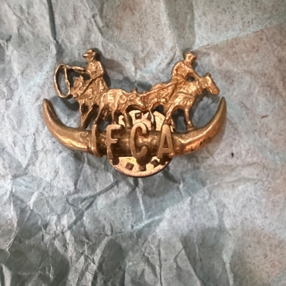 Vintage IFCA Gold Tone Lapel Pin Rodeo Team Roping Club Pin